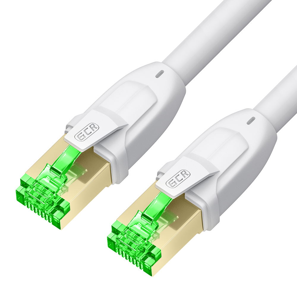 GCR PRO Патч-корд LSZH PROF кат.8 ethernet  10.0m S/FTP, RJ45, медь, 40 Гбит/с, 26 AWG, белый, литой, экранированные коннекторы 24K GOLD, T568B