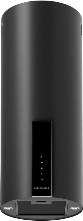 Вытяжка Kuppersberg/ KITCHEN RETAIL / Вытяжка Kuppersberg, цилиндрическая, настенная, 35 см, сенсорное управление, таймер, отвод/рециркуляция, 3 скорости, производительность 850 м3/ч, LED освещение, обратный клапан, уровень шума 68 дБ, угольный фильтр CF110 (опция), цвет черный