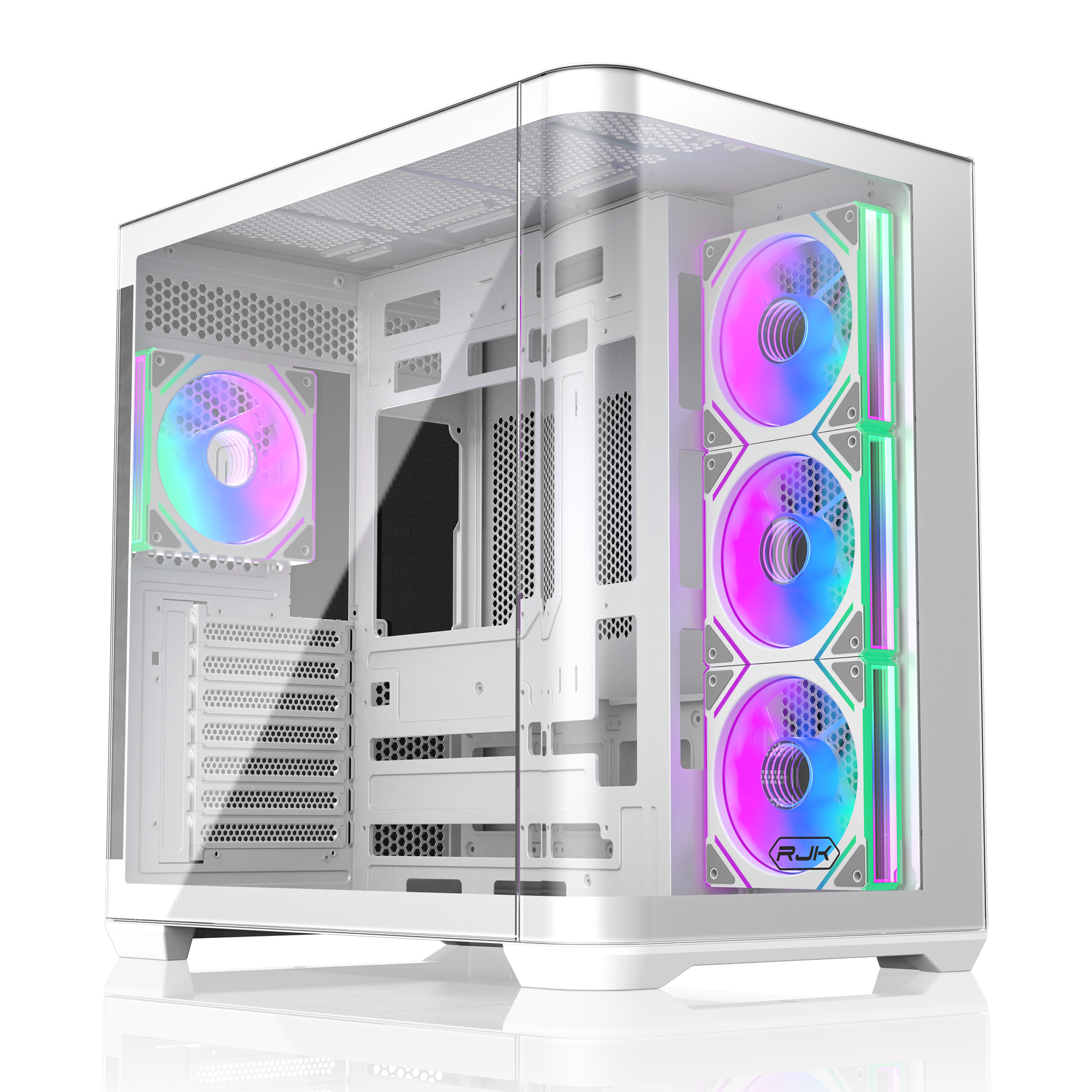 Корпус без блока питания/ Case Raijintek ATREUS BT4, Midi-Tower, TG, 4x120mm ARGB, 2xUSB-A 3.0 + 1xUSB Type-C , E-ATX, ATX, mATX, mITX White