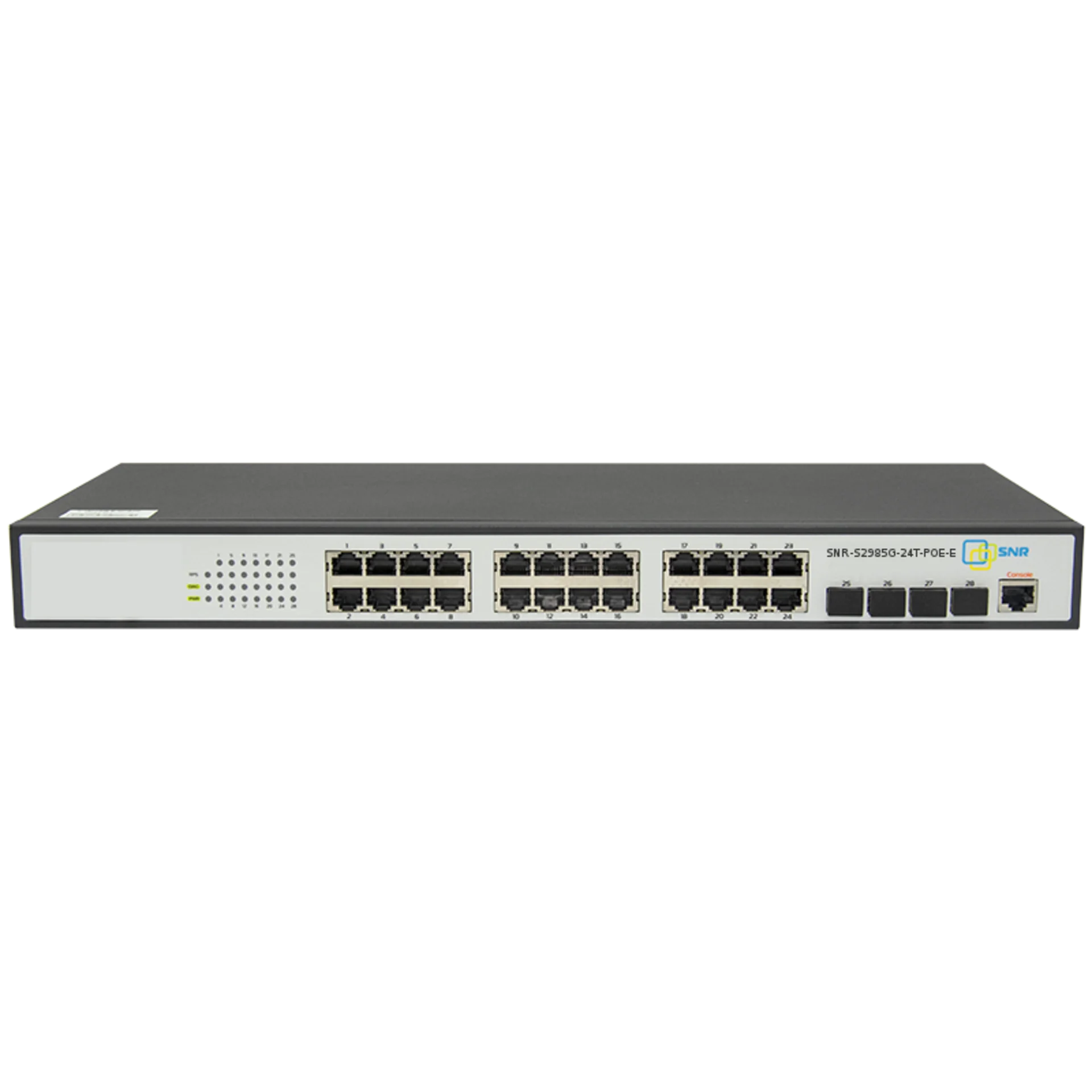 SNR SNR-S2985G-24T-POE-E Управляемый PoE коммутатор уровня 2, 24 порта 10/100/1000Base-T, 4 порта 100/1000Base-X (SFP), бюджет PoE 370 Вт, встроенный БП ~220V AC