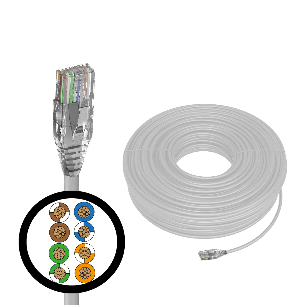 4PH Кабель LAN витая пара 50m в бухте, UTP кат.5e, CCA 4*2*7/0.2(24AWG), многожильный (Stranded), белый