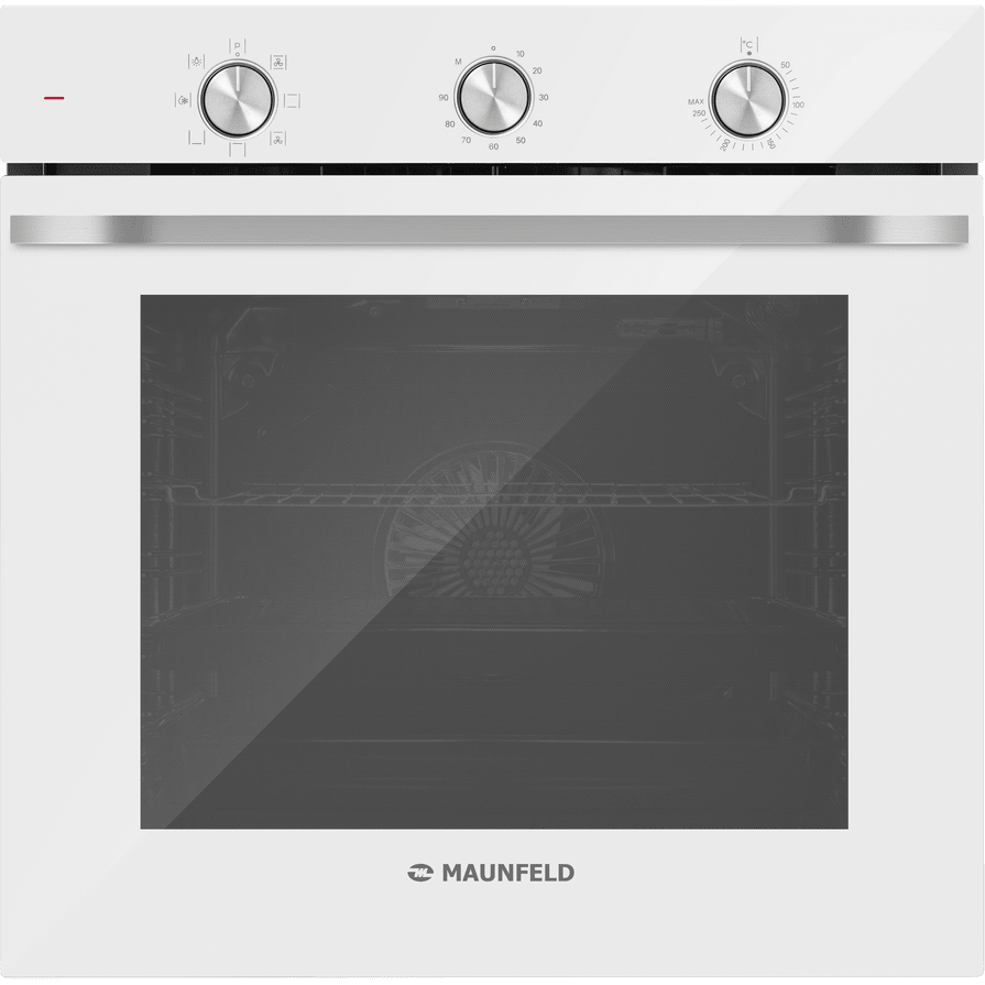 Шкаф духовой MAUNFELD/ 60 см, 78 л, 7 режимов, таймер, гидролизная очистка, цвет белый, фурнитура: серебристый цвет