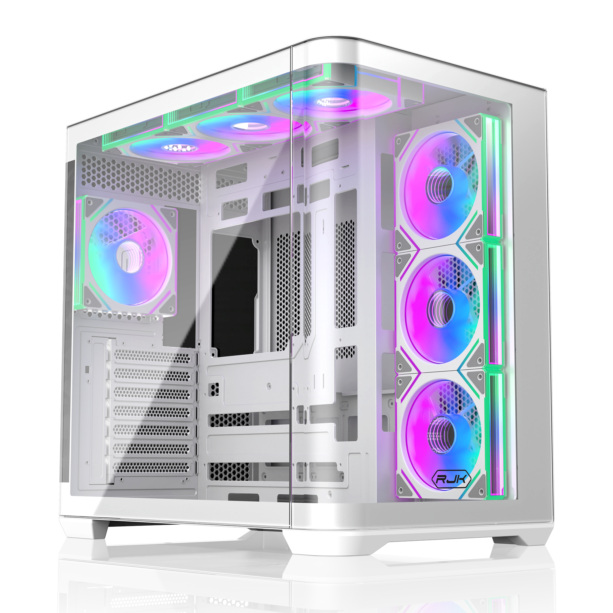 Корпус без блока питания/ Case Raijintek ATREUS BT7, Midi-Tower, TG, 7x120mm ARGB, 2xUSB-A 3.0 + 1xUSB Type-C , E-ATX, ATX, mATX, mITX White