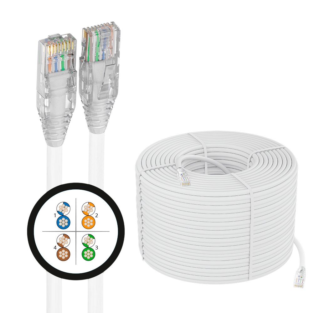 4PH Кабель LAN витая пара 200m в бухте, UTP кат.6, CCA 4*2*7/0.2(24AWG), многожильный (Stranded), белый