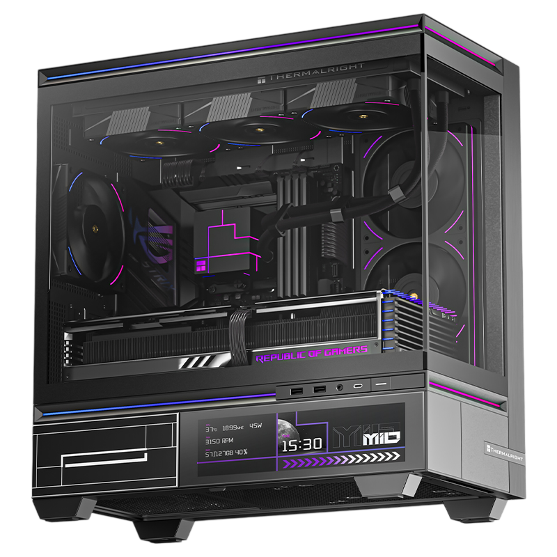 Корпус без блока питания/ Case Thermalright M10 Vision FAN4-M, Mini-Tower, TG, LCD, 4x120mm ARGB, 2xUSB-A 3.0, 1xUSB Type-C, mATX, mITX Black