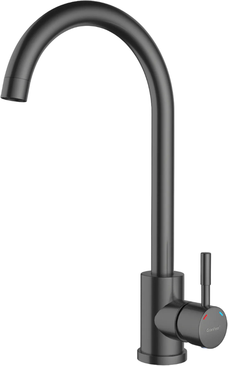 GRANFEST QUARZ Z-5410 PVD графит смеситель для кухни, U-образный, материал: нержавеющая сталь, поворотный излив, цвет графит