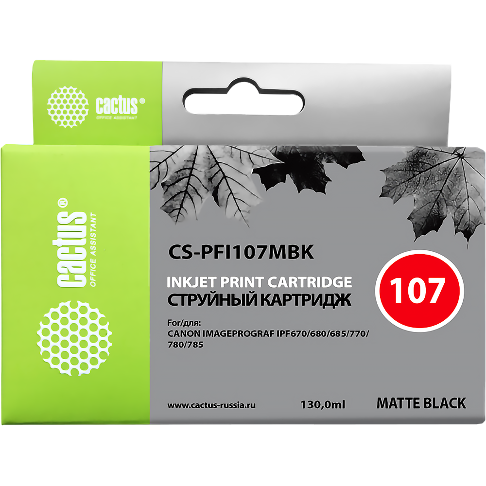 CACTUS PFI-107MBk Картридж струйный для Canon IP iPF670/iPF680/iPF685/iPF770/iPF780/iPF785/, черный матовый