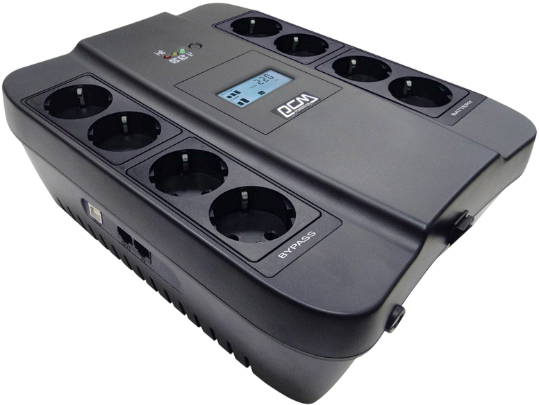 PowerCom Spider SPD-1100U LCD ИБП {Line-Interactive, 1100VA / 605W, 8xEURO: 4 с резервным питанием, 4 с фильтрацией, USB} (1138694)
