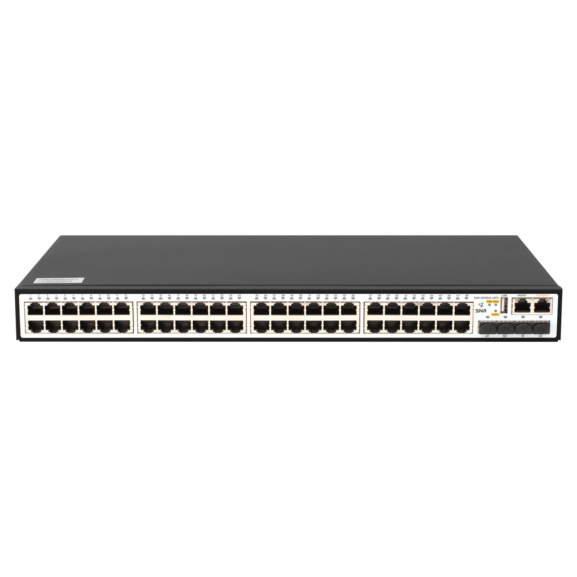 SNR SNR-S2995G-48TX Управляемый коммутатор уровня 3, 48 портов 10/100/1000Base-T и 4 порта 1/10G SFP+, VSF HA, встроенный БП ~220V AC