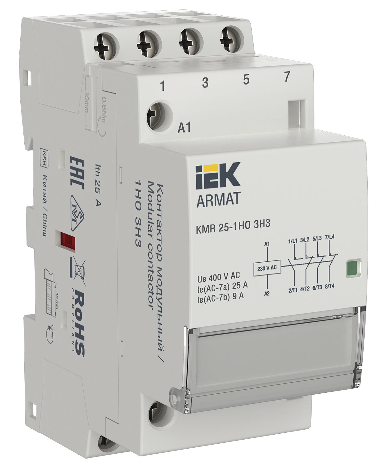 ARMAT Контактор модульный KMR 25А 230В AC 1НО 3НЗ IEK