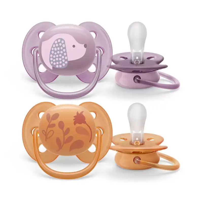 Пустышка ultra soft, собачка/цветочки, 6-18 мес., 2 шт.